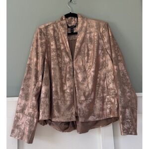 H By Halston Womens Blazer Sz 14 Bronze Copper Shimmer Metallic Jacket‎ Stunning